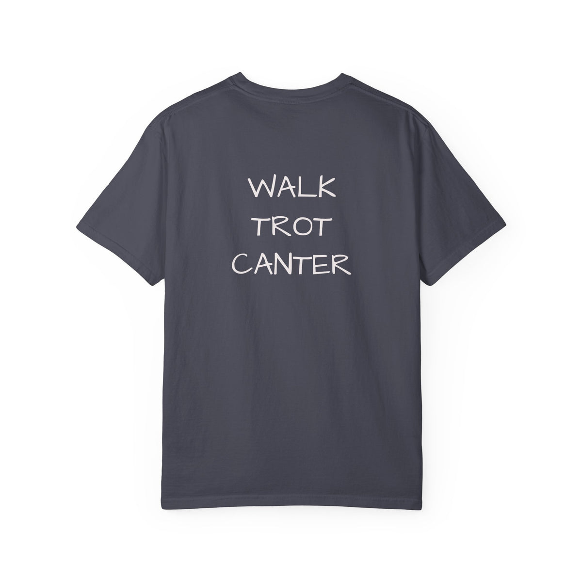 She Rides Through the Storm - walk, trot, canter.. T-Shirt — Psalm 46:5 Horse Tee
