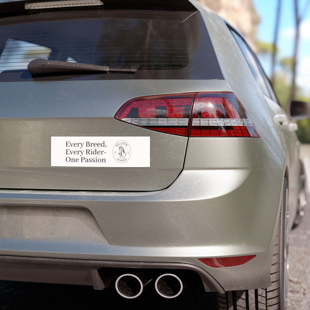 Horse Lover Car Magnet – “Every Breed, Every Rider – One Passion” Bumper Sticker