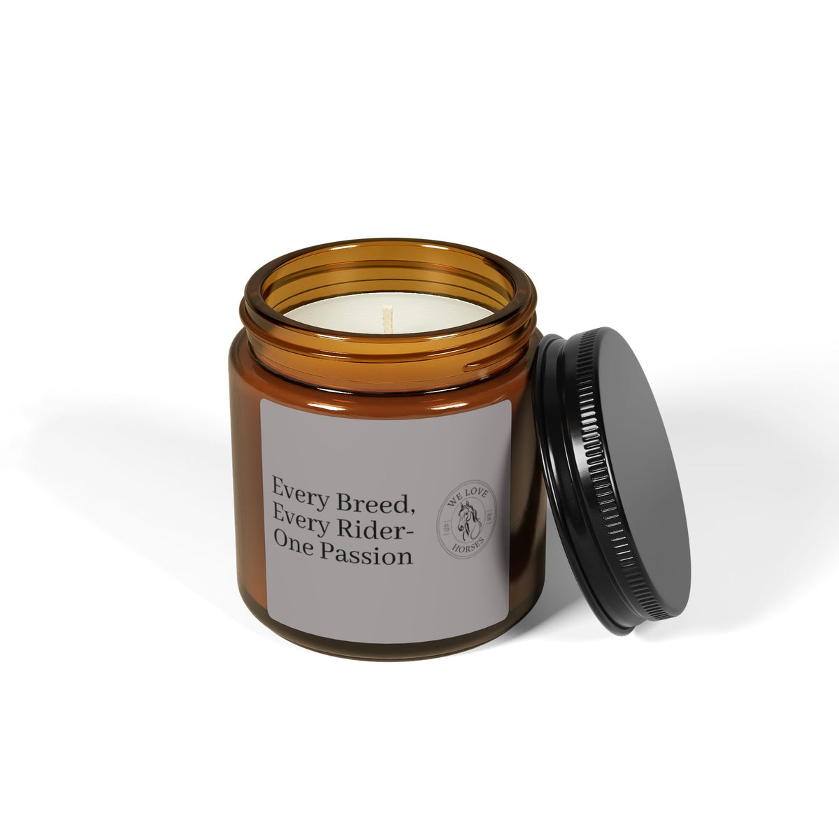 Soy Candle - "Every Breed, Every Rider, One Passion" Amber Jar (Multi-Size)