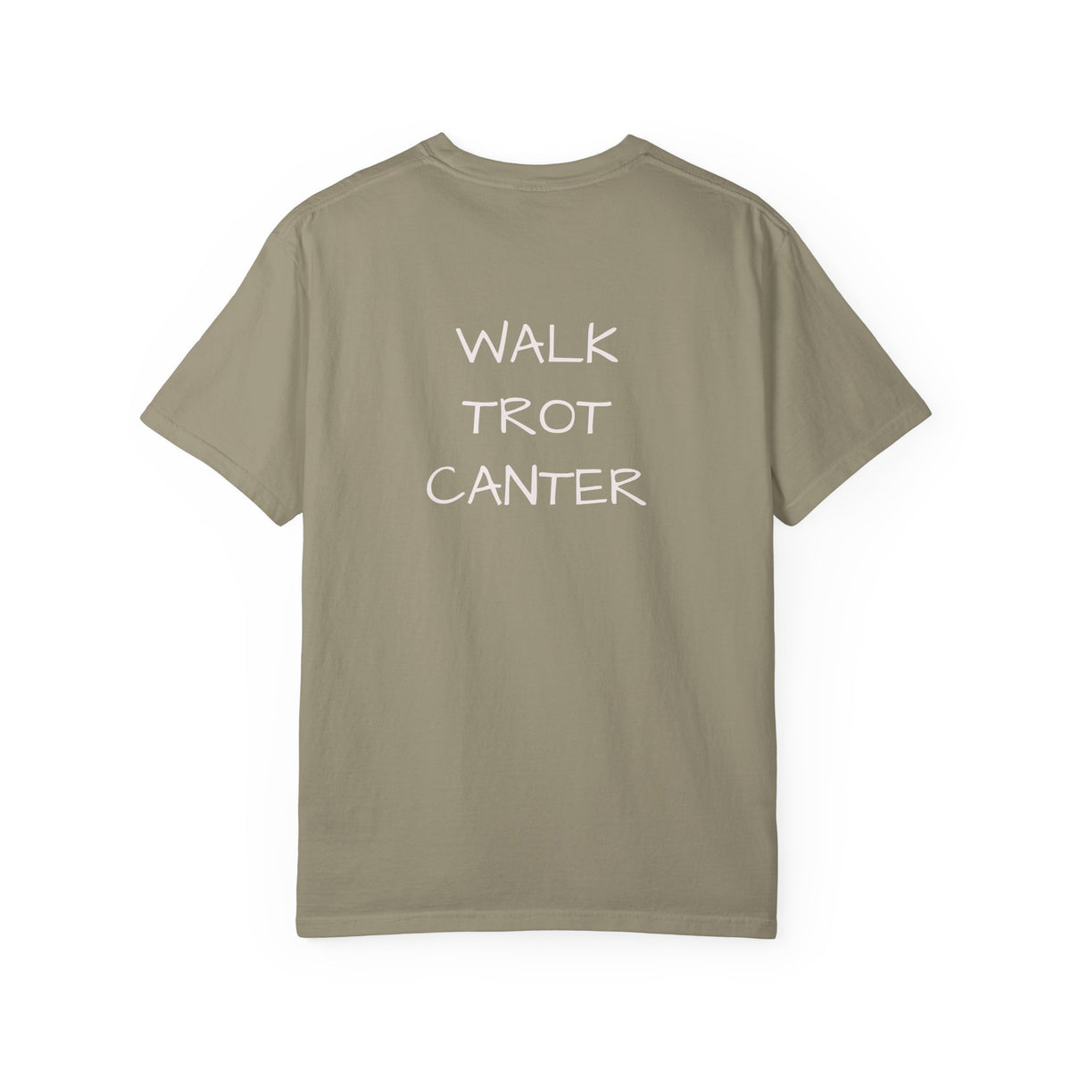 She Rides Through the Storm - walk, trot, canter.. T-Shirt — Psalm 46:5 Horse Tee