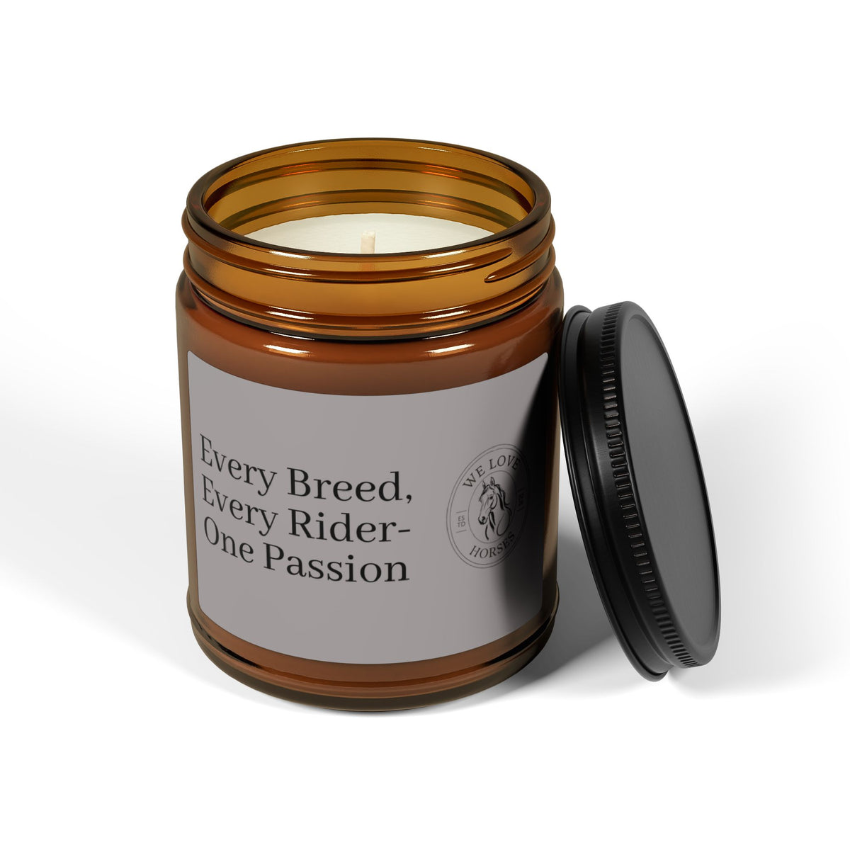 Soy Candle - "Every Breed, Every Rider, One Passion" Amber Jar (Multi-Size)