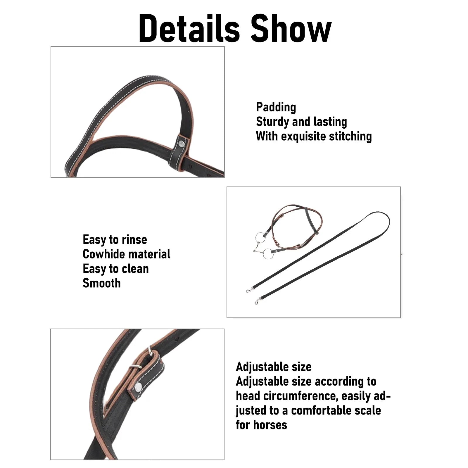 Horse Leather Bridle with Reins