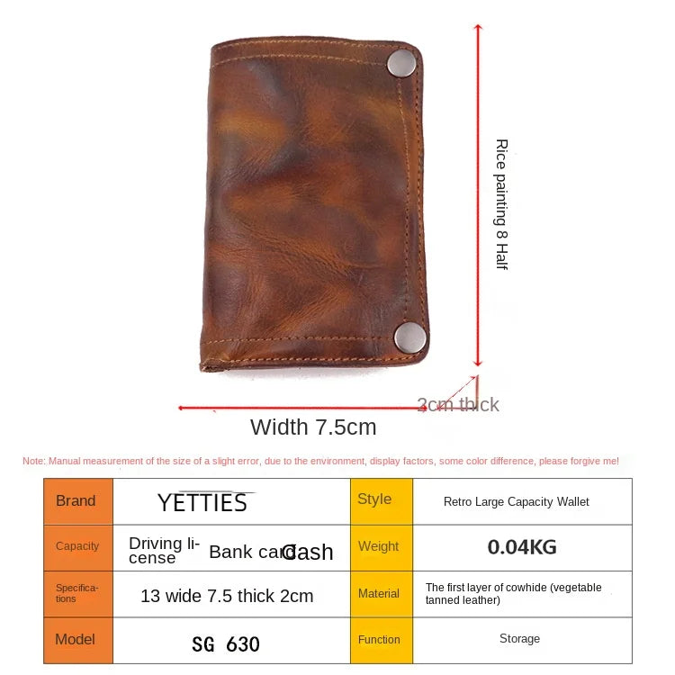 Vintage Handmade Cow Leather Wallet for Men