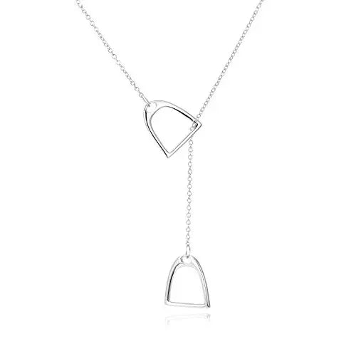 Stainless Steel Double Horse Stirrup Layering Chain Necklace