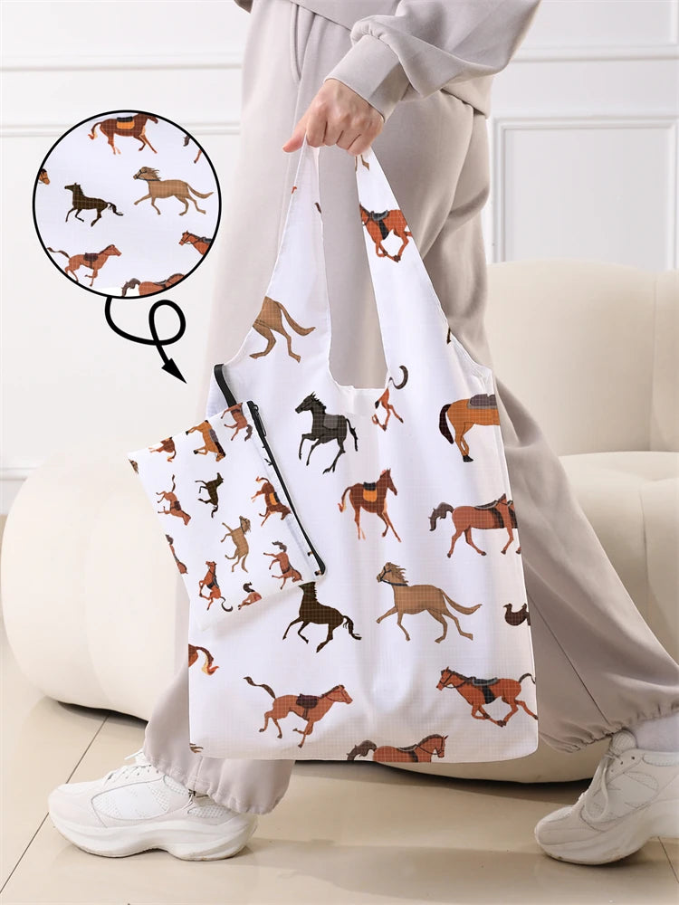 Foldable Horse Large Shopping Bag Foldable Storage Reusable