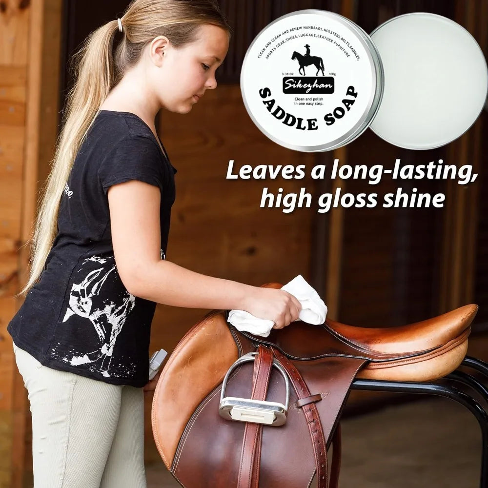 Premium Leather Saddle Cream Revitalize & Restore Deep Conditioning Waterproofing & Shine Enhancer for Horse Saddle Tack & Gear