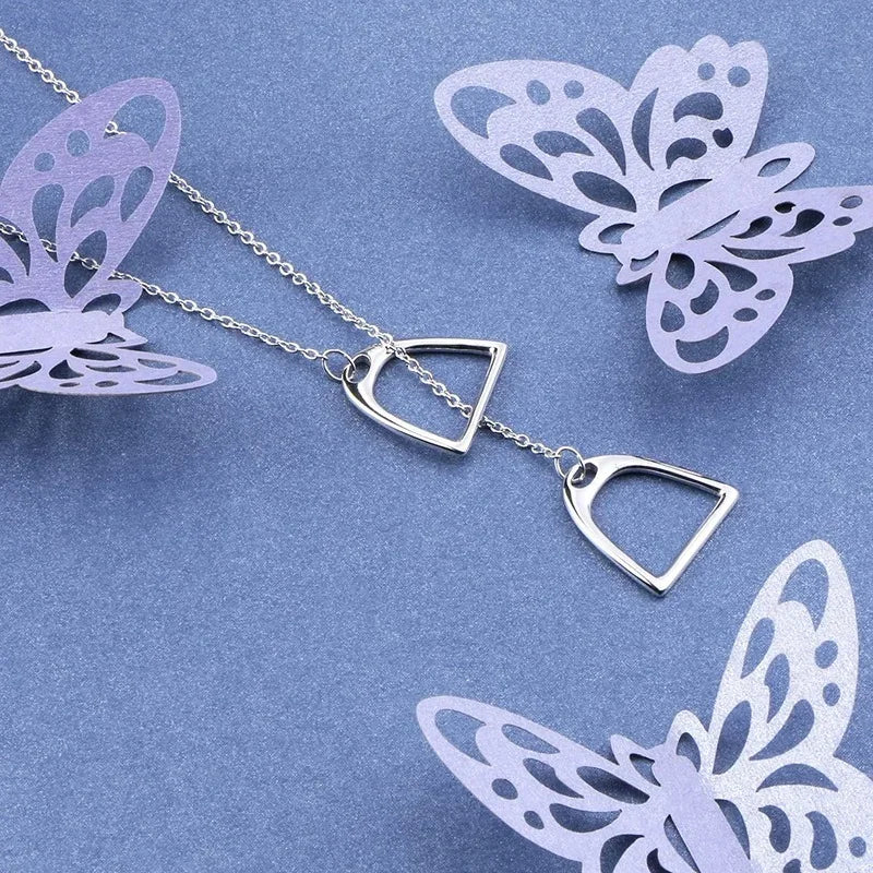Stainless Steel Double Horse Stirrup Layering Chain Necklace